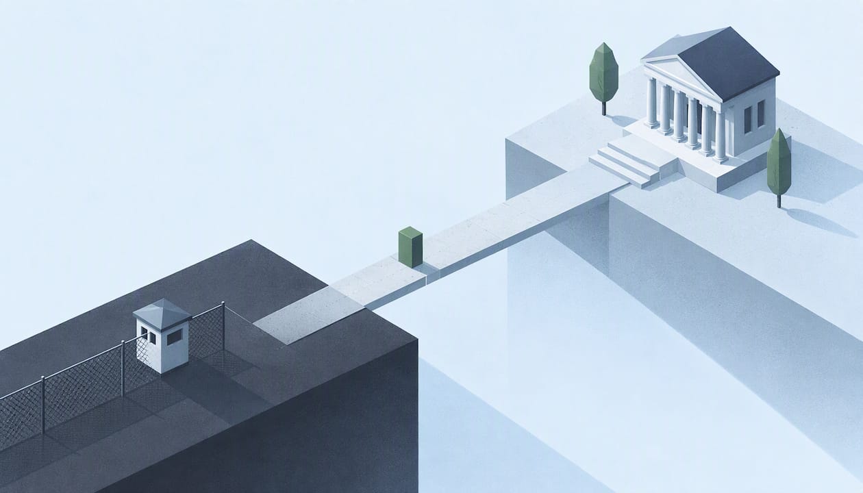Abstract path through a legal defense process
